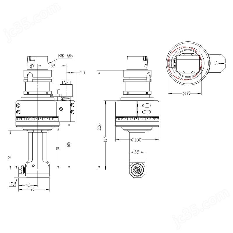 DK90-HSK63A-ER11-90 通用角度头
